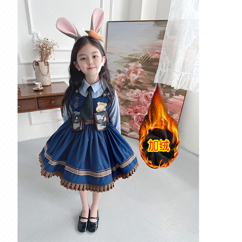 New Spring/Summer 2023 Judy Rabbit Police Officer cosplay Set Cartoon Lolita Fake two-piece girls' dress Specification image