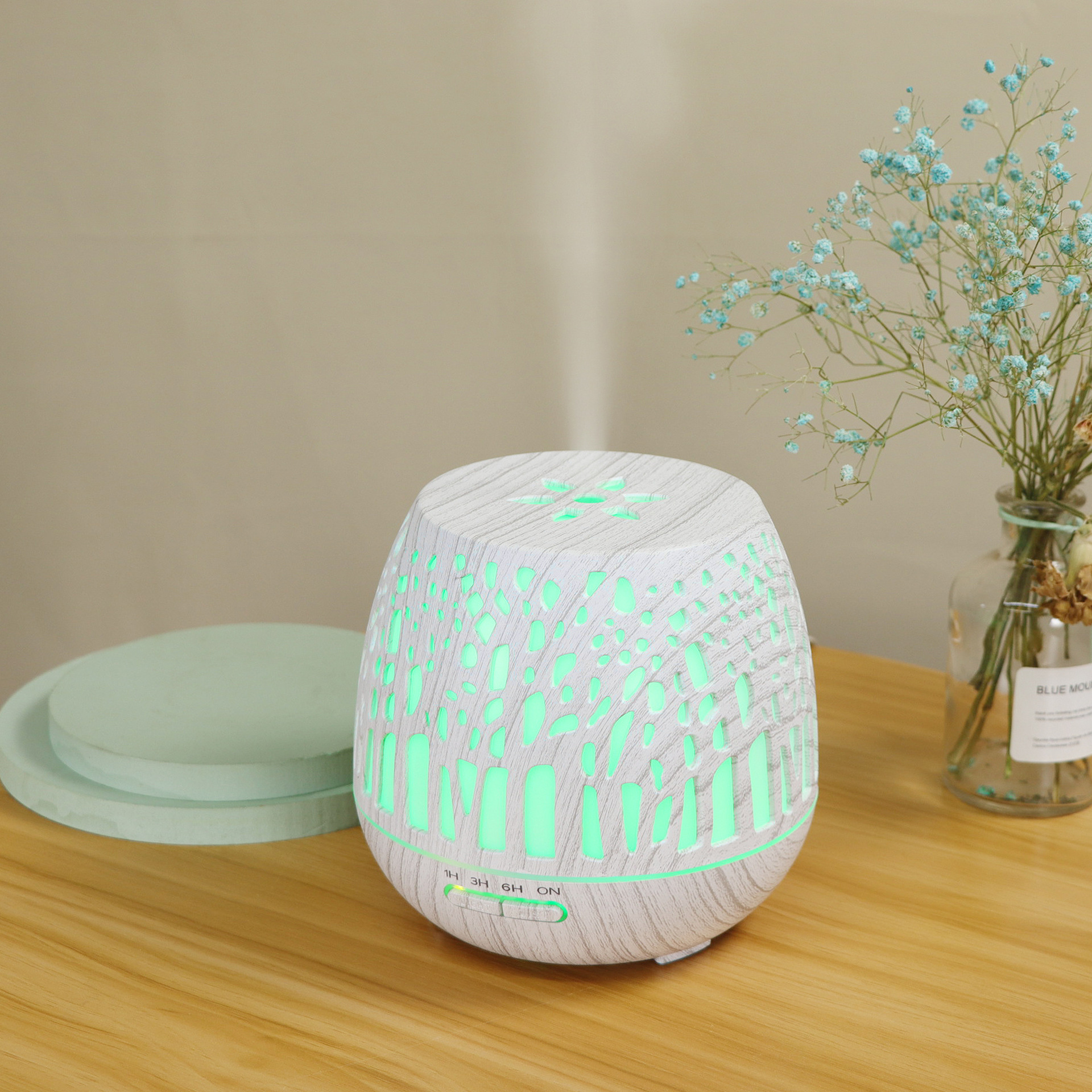 400ml家用電器辦公室凈化器房間精油香薰機(jī)鏤空七彩超聲波 加濕器詳情38