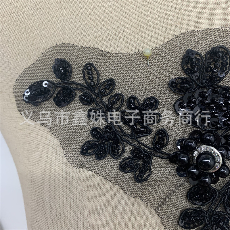Three-dimensional beaded embroidered flower wedding dress, evening dress, clothing, DIY accessories, accessories and decorations Specification image