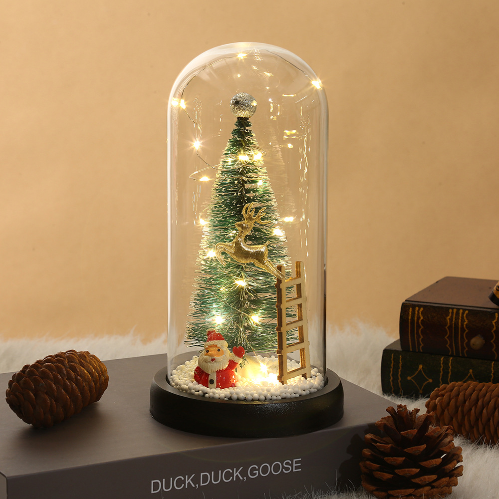 跨境新款圣诞树玻璃罩发光家用圣诞节桌面摆件小夜灯创意礼品批发详情图3