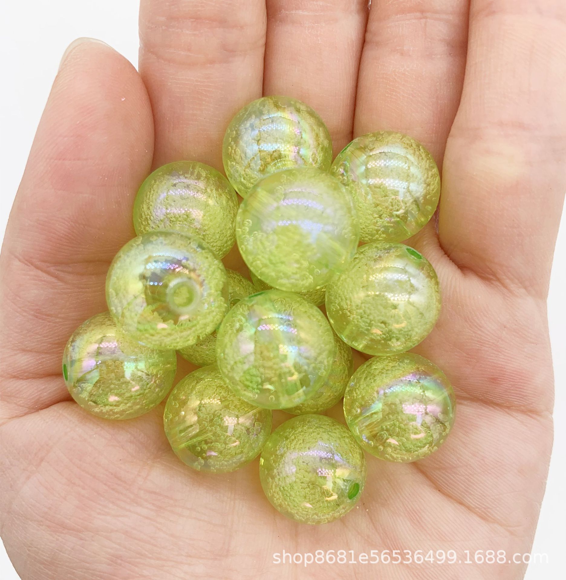 Acrylic straight-hole bubble AB colorful round beads DIY key chain mobile phone chain beads Douyin best-selling card 16mm Item Picture