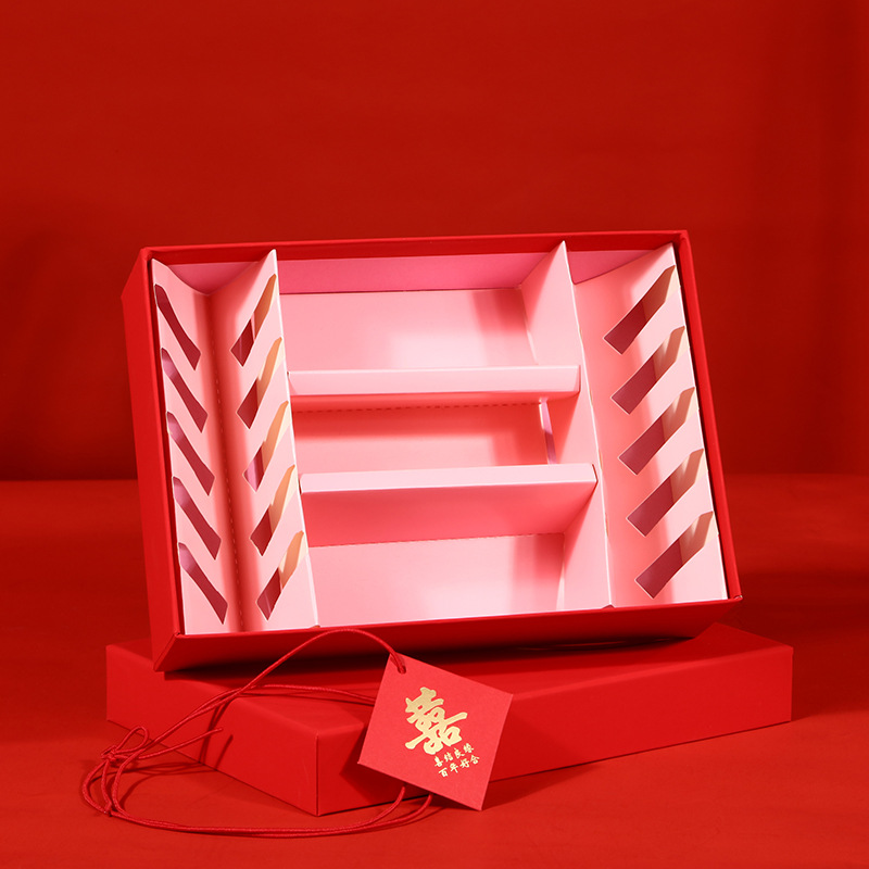 Wholesale of Chinese-style big red "Xi" character wedding gift boxes with hand-held top and bottom covers and wedding candy boxes, the same style as Douyin details Picture