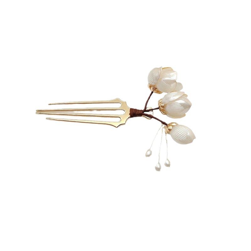 Ancient-style white magnolia hairpin, flower hairpin, women's classical cheongsam, new Chinese-style high-end hairpin, Hanfu headwear Item Picture