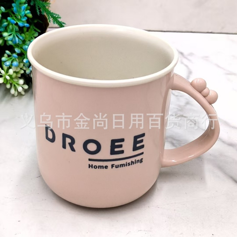 Light luxury ins simple handle with small bow, couple high appearance level plastic mouthwash cup, practical household cup details Picture
