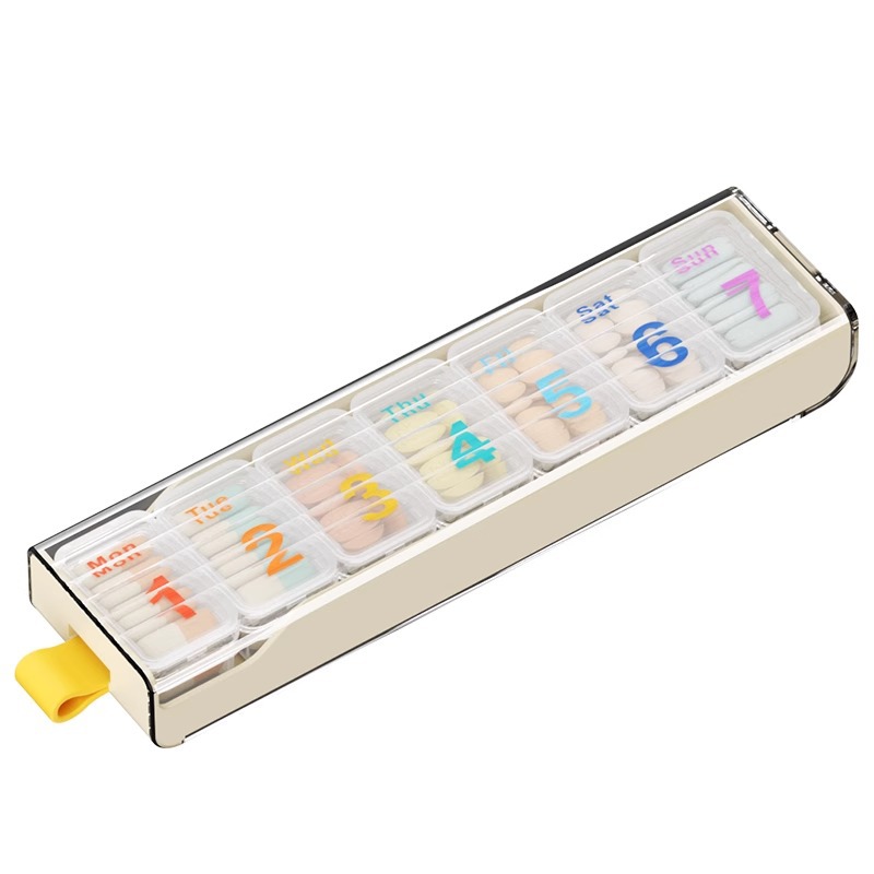 Portable medicine box, three meals a day, portable medicine packaging box, seven-compartment medicine box for seven days a week, large-capacity medicine dispenser, specially for foreign trade. Specially for foreign trade Item Picture