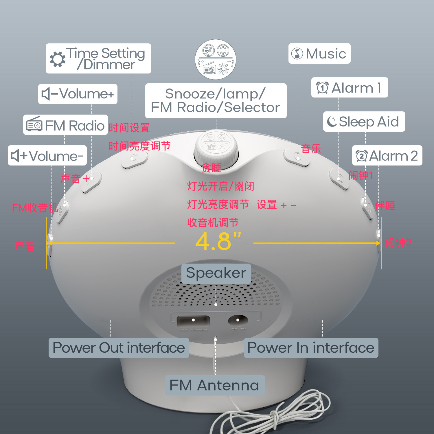 Wake-up light, sunrise alarm clock, time atmosphere light, colorful RGB night light, white noise FM radio, sleeping companion children's light Application Scenario