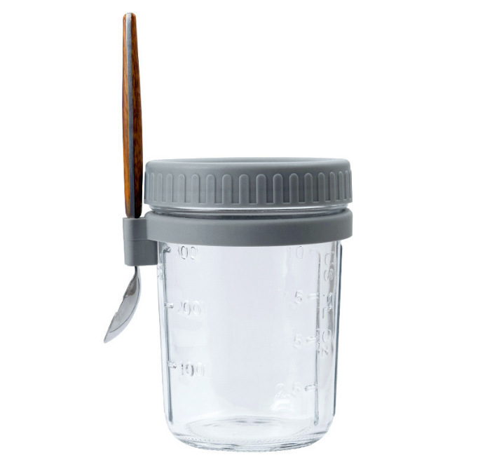 Overnight Oat Cup Glass With Lid With Spoon Seal Light Breakfast Cup Portable Milk Salad Yogurt Cup Item Picture