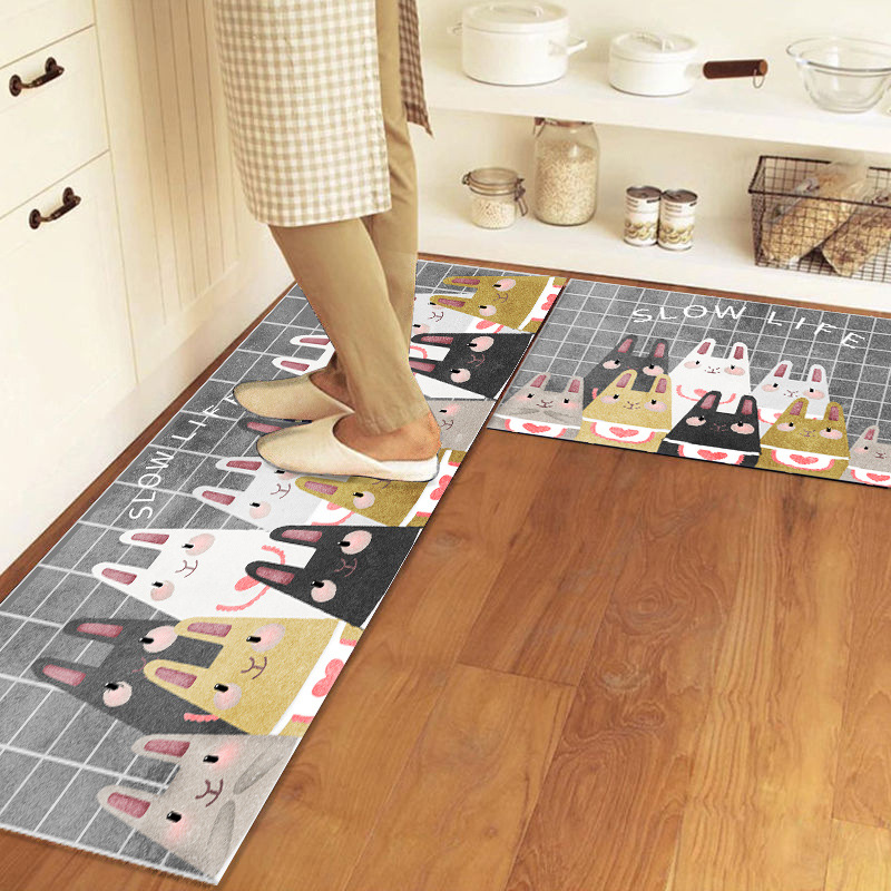 Kitchen mat, floor mat, oil-proof, water-proof, anti-slip, dirt-resistant, water-absorbent, entrance door, bathroom entrance door mat, household Specification image