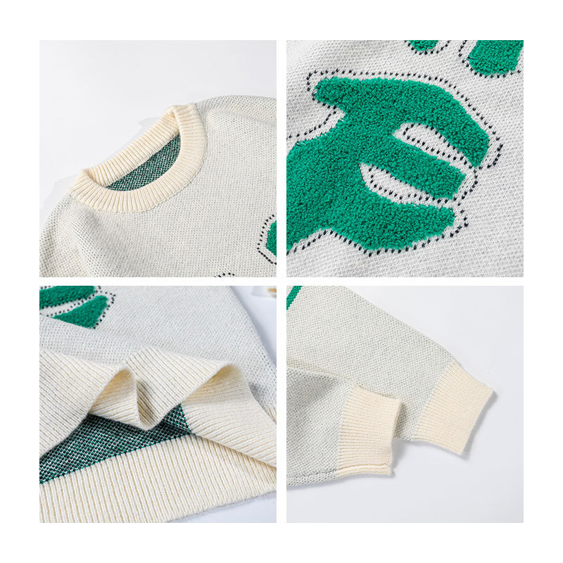 QYXR sweaters - a trendy brand of three-bar men's knitted sweaters for couples, versatile English wholesale men's sweaters details Picture