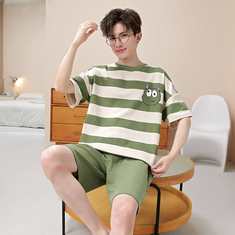 Pijamas hombre verano algodón shorts manga corta adolescente 2025 nuevo hombre ropa de hogar 100% algodón suéter de verano Application Scenario