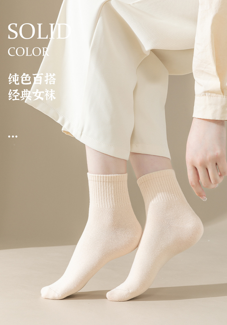 纯棉袜子女春夏季中短筒袜子防臭吸汗女袜抗起球棉袜诸暨袜子批发详情1