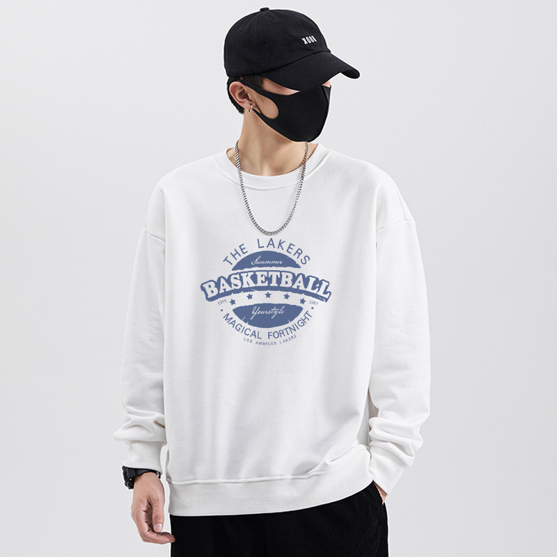 100% pure cotton men's round-neck pullover hoodie on Instagram, a versatile and trendy 2022 new loose men's spring and autumn top details Picture