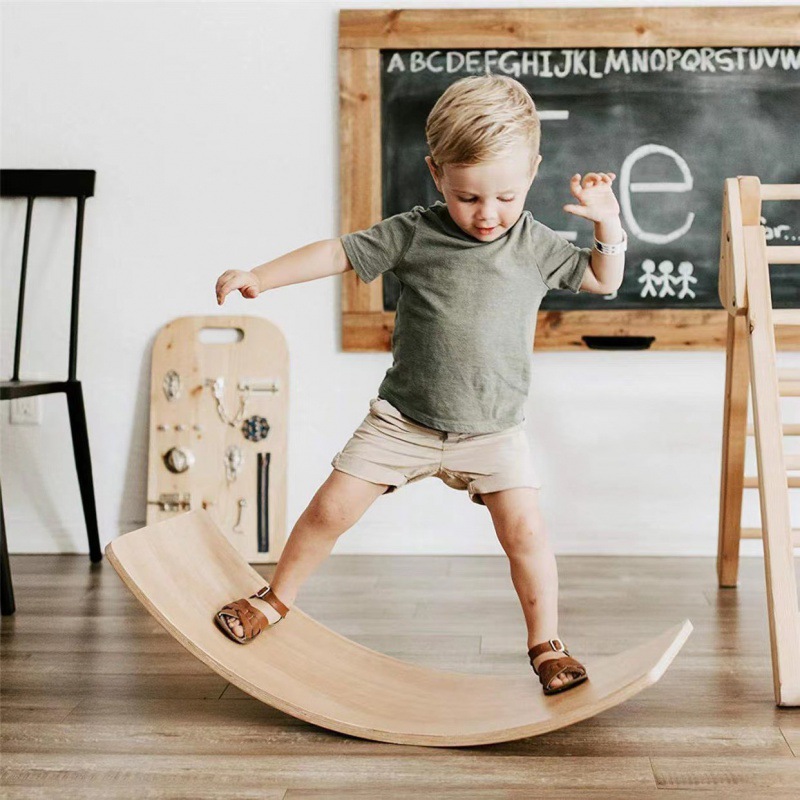 Wooden balance board children's sense system training equipment Smart board bending seesaw outdoor household toy balance beam