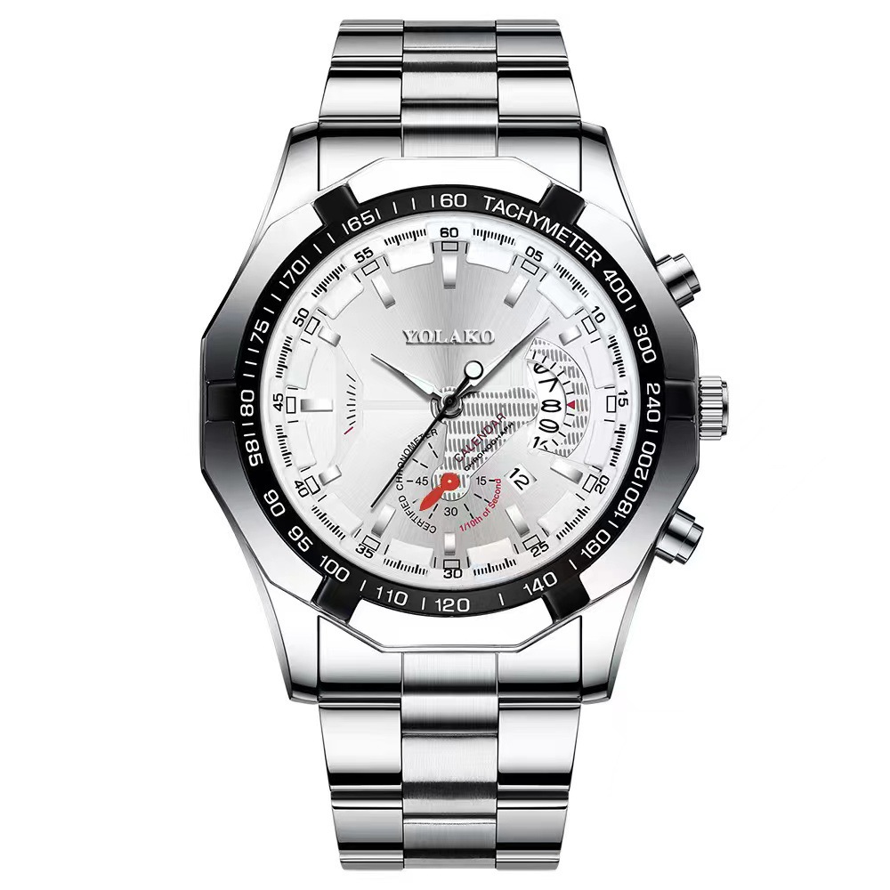 Cross-border men's best-selling fashion export wholesale calendar trendy sports men's steel band wristwatch business quartz watch Item Picture