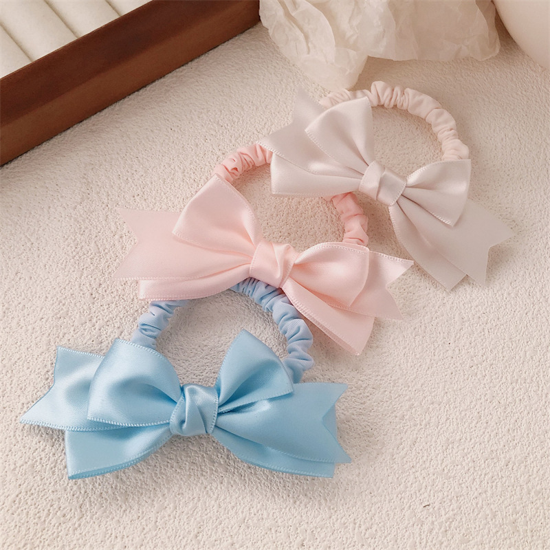 Simple bow bun, small intestine hair tie, hair band, leather cover, high ponytail hair accessory, leather band, women's tied hair accessory, hair band details Picture