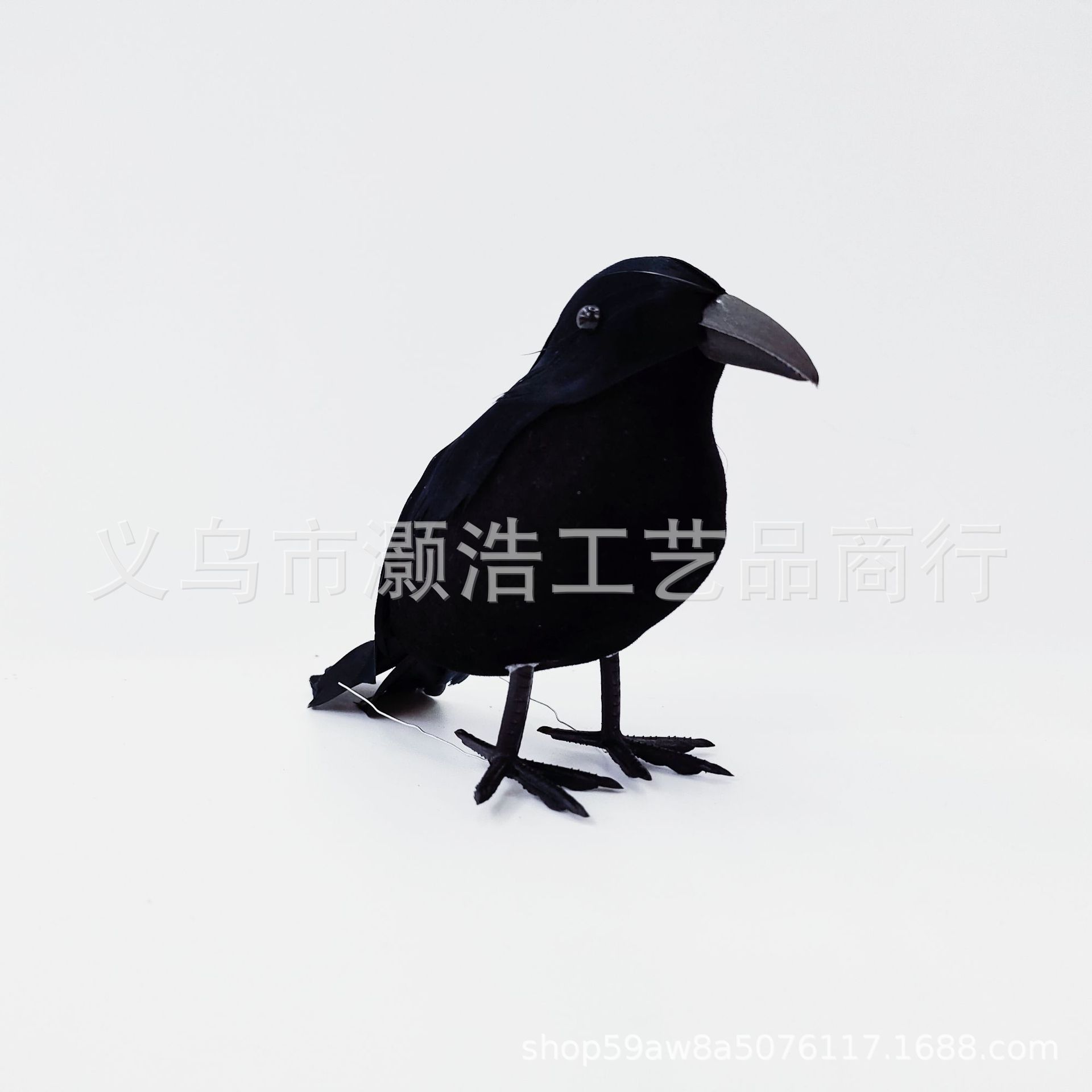 源头工厂供应万圣节黑色标本，15cm乌鸦模型，拍摄样品仿真乌鸦白底实物图