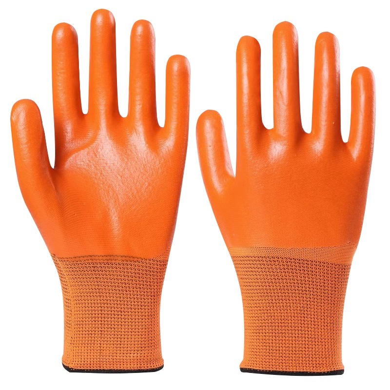 Labor protection gloves: wear-resistant, waterproof, oil-resistant, anti-slip, impregnated rubber, pvc rubber thick full rubber gloves for work on construction sites Item Picture