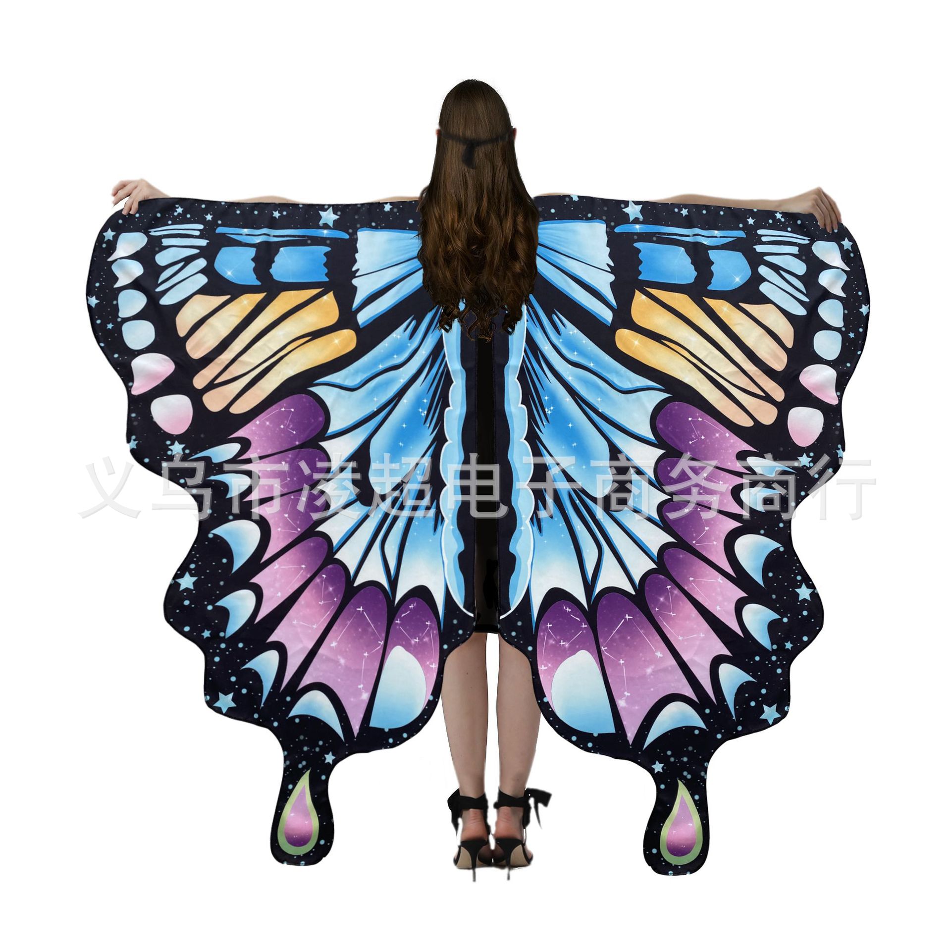 New Cape Rotating Butterfly Cape Butterfly Cape European And American Belly Dance Butterfly Wings Wholesale Digital Printing details Picture