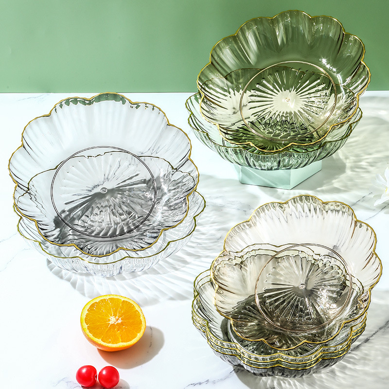 European Light Luxury Phnom Penh Transparent Plastic Fruit Plate Living Room High Appearance Level Nut Plate Home Fashion Salad Bowl Set Application Scenario