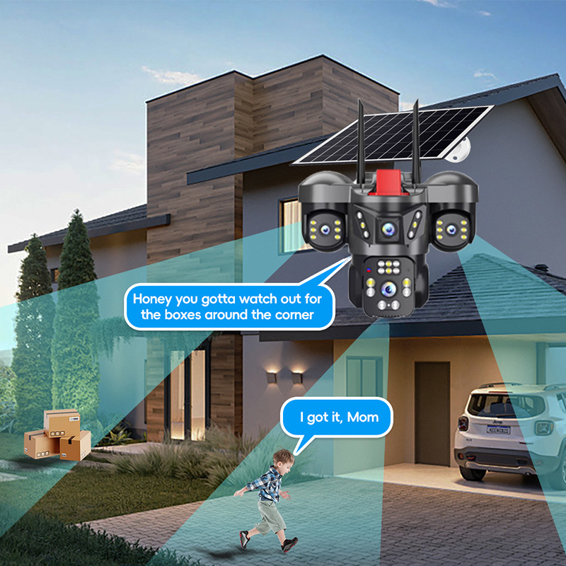 太阳能监控摄像头公司户外全景无死角无线室外多目监控AOV摄像机详情3