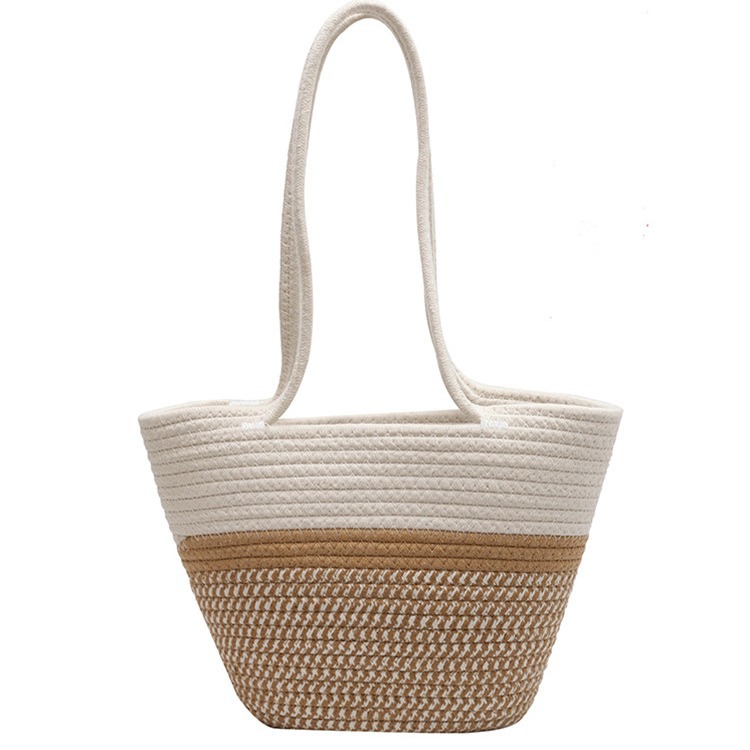 Woven straw bag for women, large capacity 2024 new style vacation beach and beach vegetable basket tote single-shoulder armpit bag Item Picture