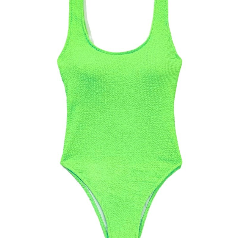 A sexy one-piece swimsuit from Europe and America, with a cinched waist and a slimming figure. It's a fluorescent jacquard bikini with a high-end beach feel Item Picture