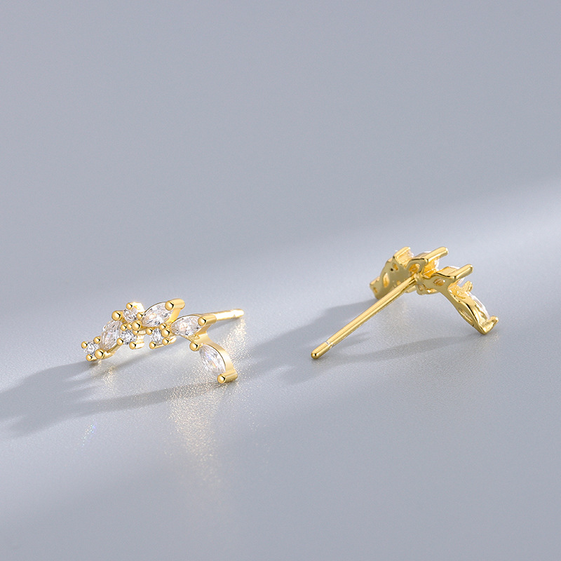 S925 Sterling Silver Diamond Branch Bud Olive Branch Zircon Earrings Japan And South Korea Fashion Temperament K Gold Plated Women's Earrings Application Scenario