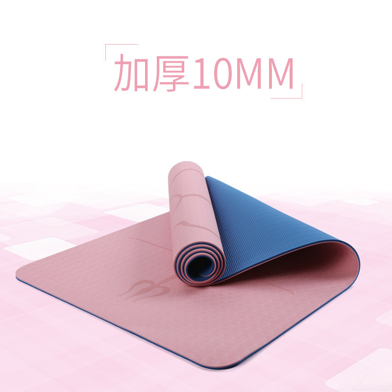 Tpe Double-Layer Two-Color Yoga Mat Position Line Thickened 10Mm Width 68/80Cm Fitness Mat Wholesale Support Logo details Picture