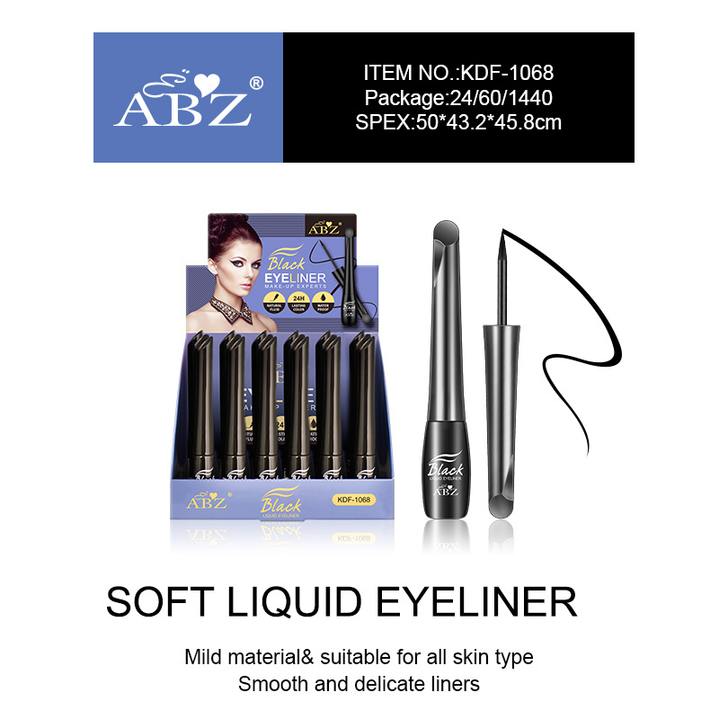 跨境现货ABZ眼线液瓶笔防水防汗不晕染眼线液英文版彩妆瓶装批发