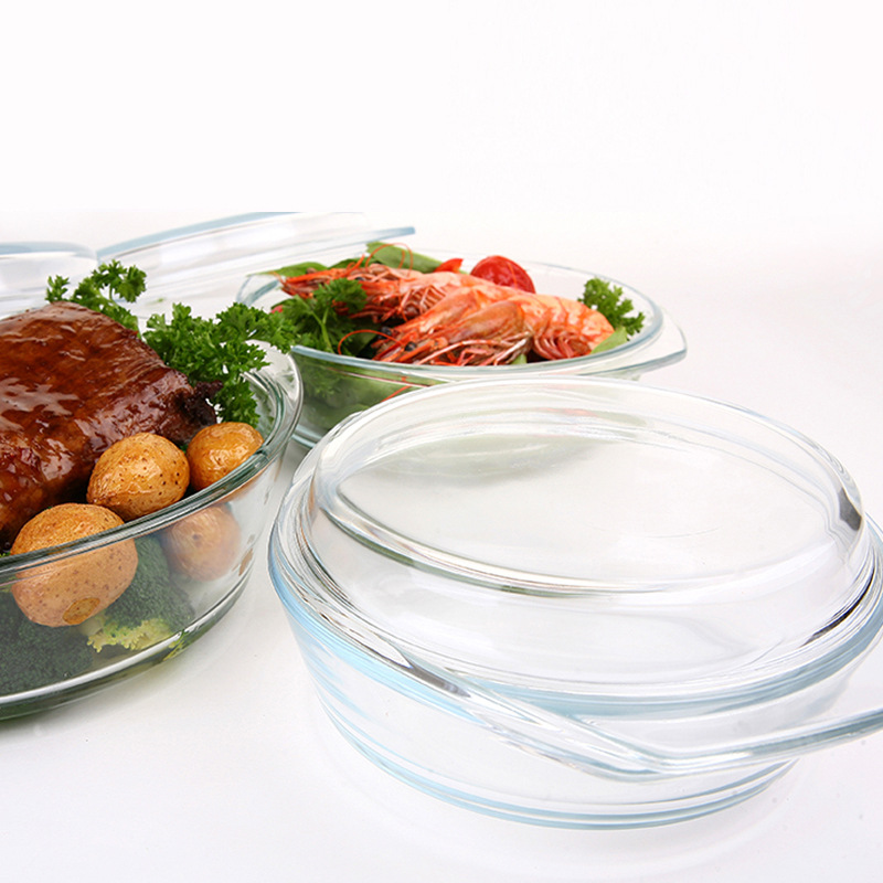 Transparent, heating glass bowl with lid, household crystal pot, double-ear bowl, soup bowl, microwave oven, light wave stove, multi-purpose soup pot Application Scenario
