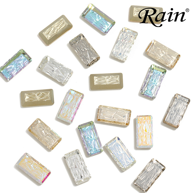 Factory wholesale rectangular crystal diamonds, irregular-shaped embossed glass diamonds, diy handcrafted jewelry accessories, nail art materials details Picture