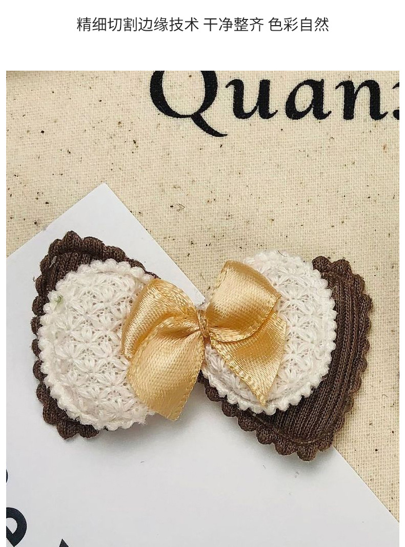 新款奶咖色布艺蝴蝶结辅料布贴儿童发饰发夹服装材料diy饰品配件详情4