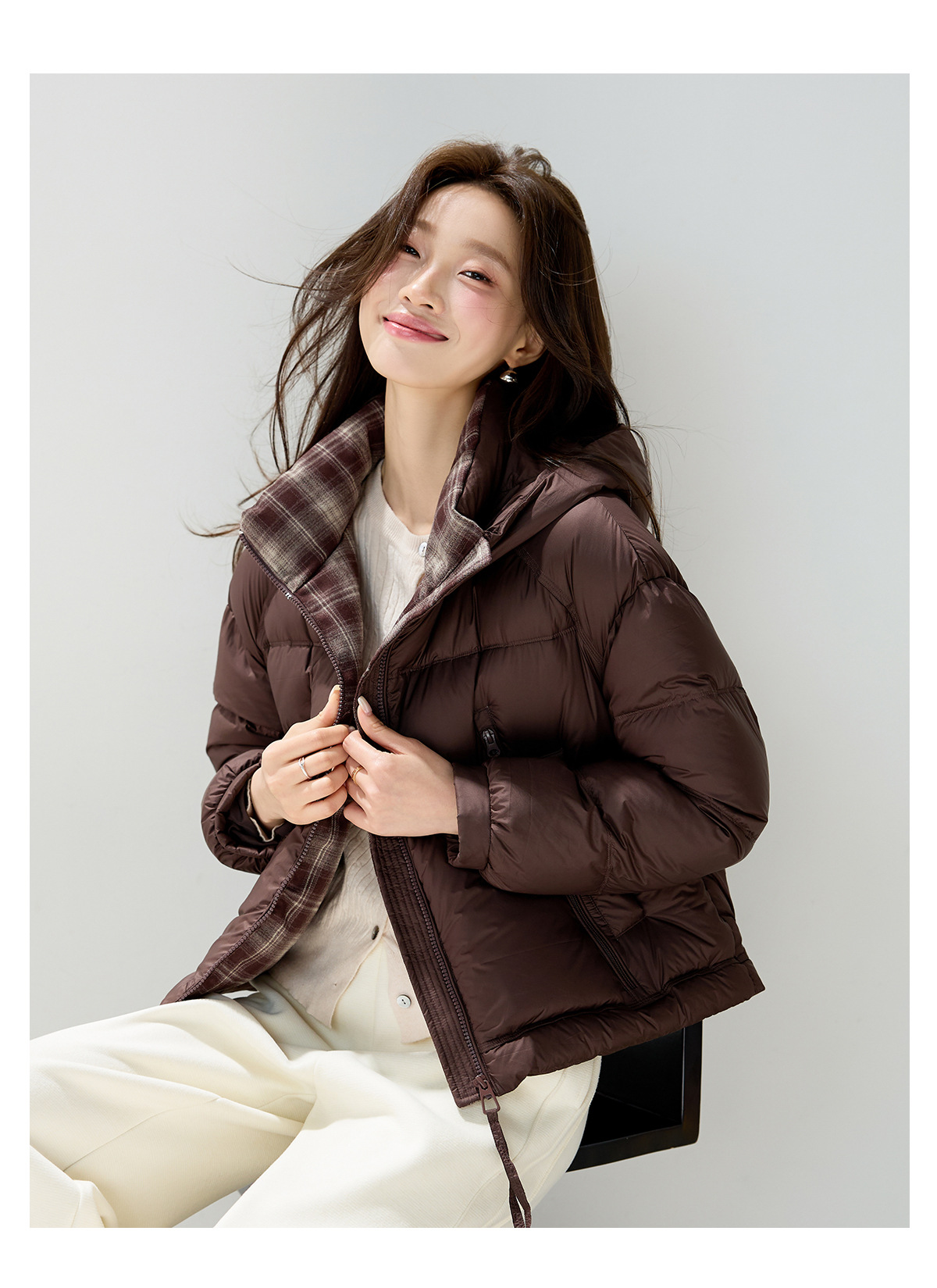 Casual hooded short 90mm white duck down jacket for women, thick, warm, loose, versatile, fashionable and stylish coat for winter pic 26