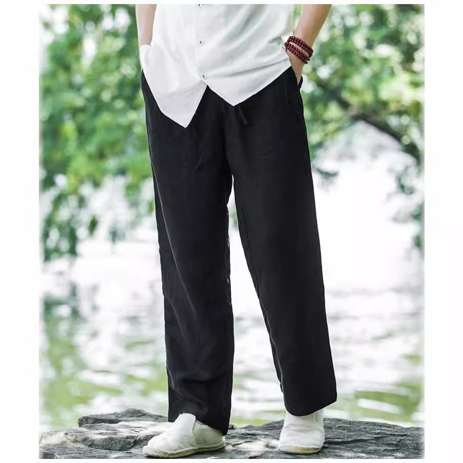 Linen pants for men's summer, thin and breathable, 2024 new style for middle-aged and young people, cotton and linen wide-leg casual trousers, large-sized trendy brand Application Scenario