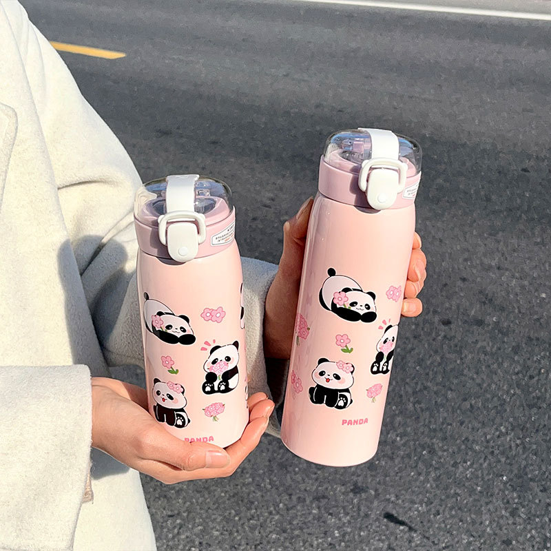 高颜值304不锈钢保温杯熊猫创意可爱呆萌便携杯子免煮闷烧早餐杯