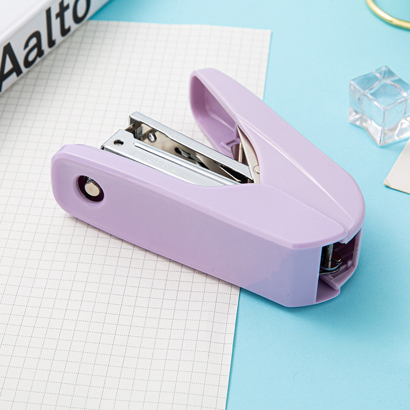 Macaron color single-finger labor-saving stapler No. 12 Office thickened stapler Multi-functional easy binding machine Application Scenario