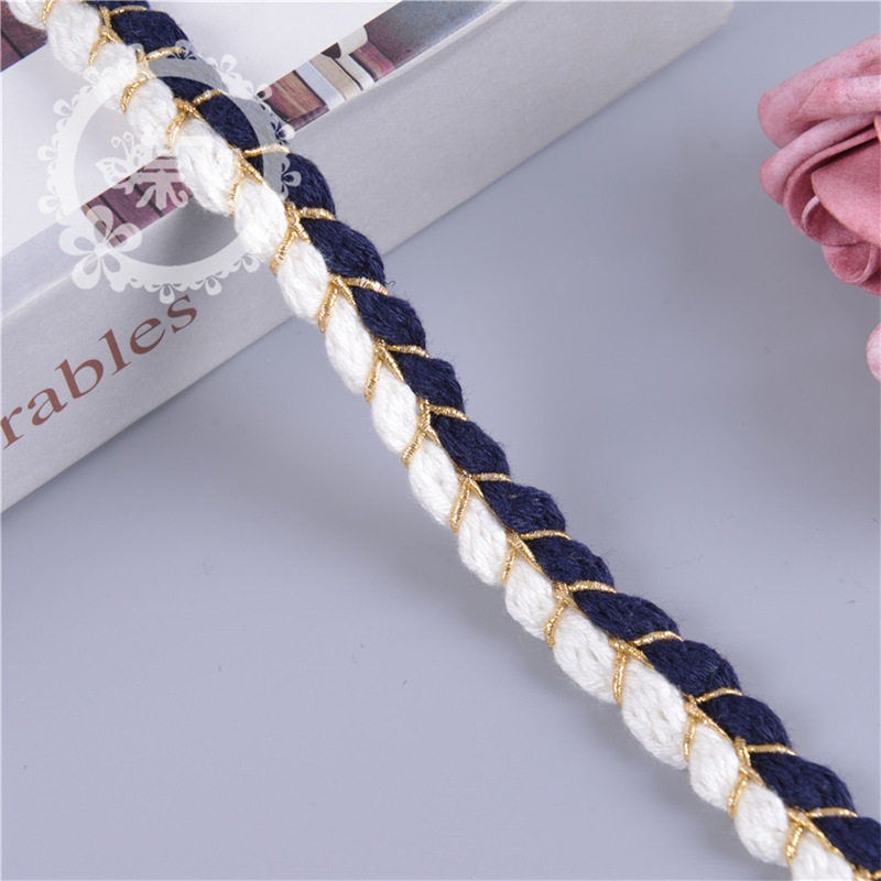 1.5CM domestic trend best-selling items in stock: small chanel-style woven cotton ribbons, two-color braids, thick ropes, lace clothing, bags, accessories and accessories details Picture