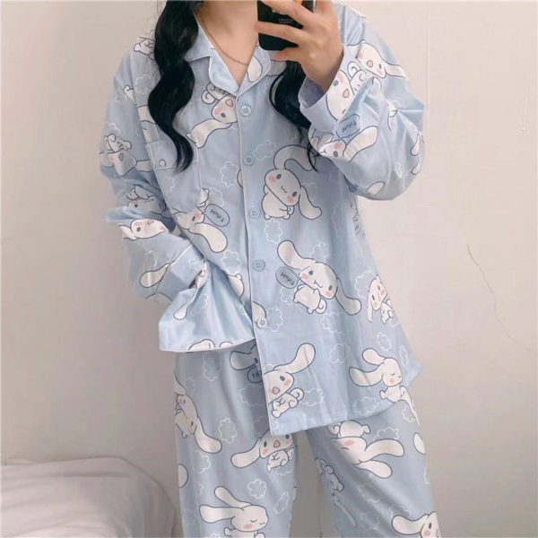 Yugui Dog Pajama Girl Spring And Autumn Cartoon Sweet And Lovely Japanese Ins Style Girl Home Dress Set Can Be Worn Application Scenario
