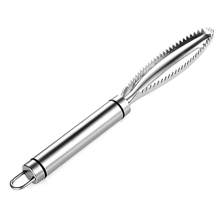 The new fish scale planer is a practical kitchen tool made of stainless steel. It can scrape fish scales without hurting your hands Item Picture