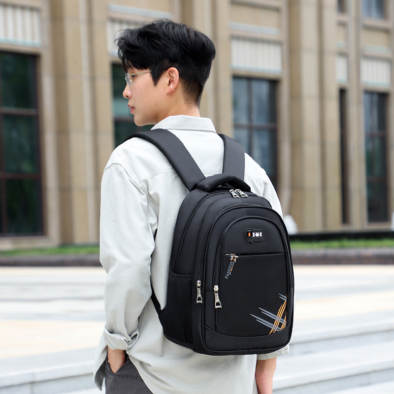 Men's simple, trendy and fashionable backpack, large-capacity business laptop bag, Oxford cloth backpack, student schoolbag Specification image