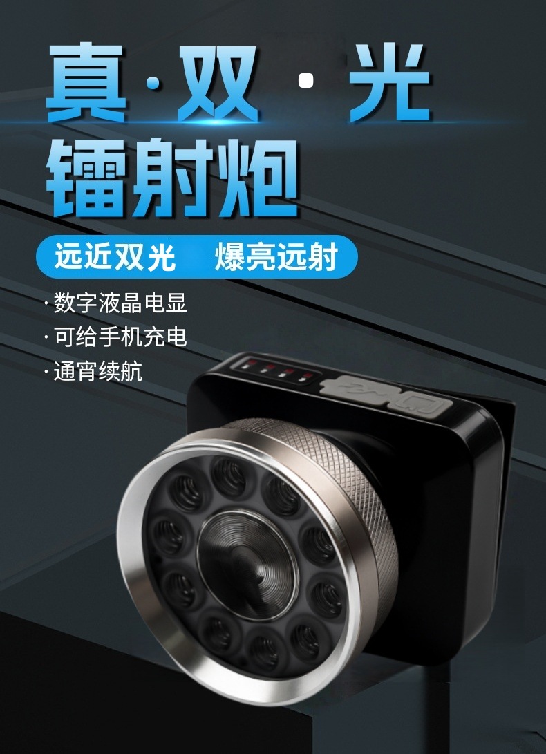 双光源远近一体超亮头灯超灯头戴充电长续航户外新款矿灯远射照明详情21