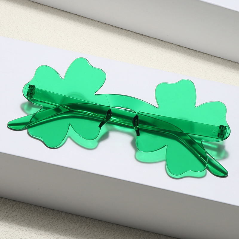New cross-border four-leaf clover sunglasses, unique candy-colored one-piece glasses, ball party street style decorative sunglasses