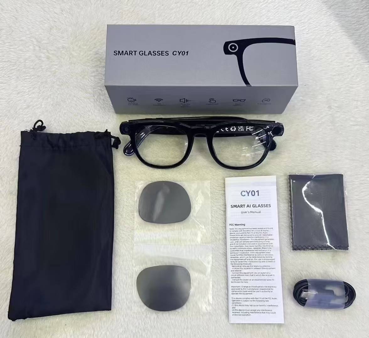 Cross-border ai smart glasses with 8-megapixel high-definition photo and video recording, and all-object recognition AI smart glasses with a camera pic 2