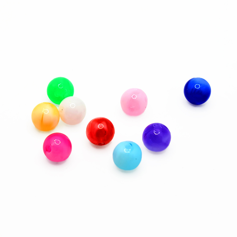 8MM acrylic colored candy beads, jade imitation cream beads, DIY handcrafted bracelet, round beads, colored decorative straight hole beads details Picture