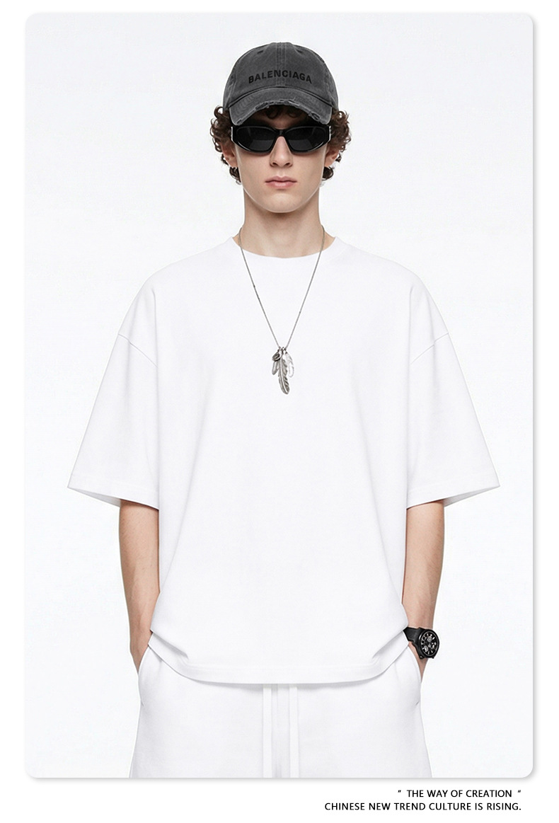 BE男装|夏季美式潮牌冰感索罗娜Boxyfit短宽纯色宽松短袖t恤男详情15