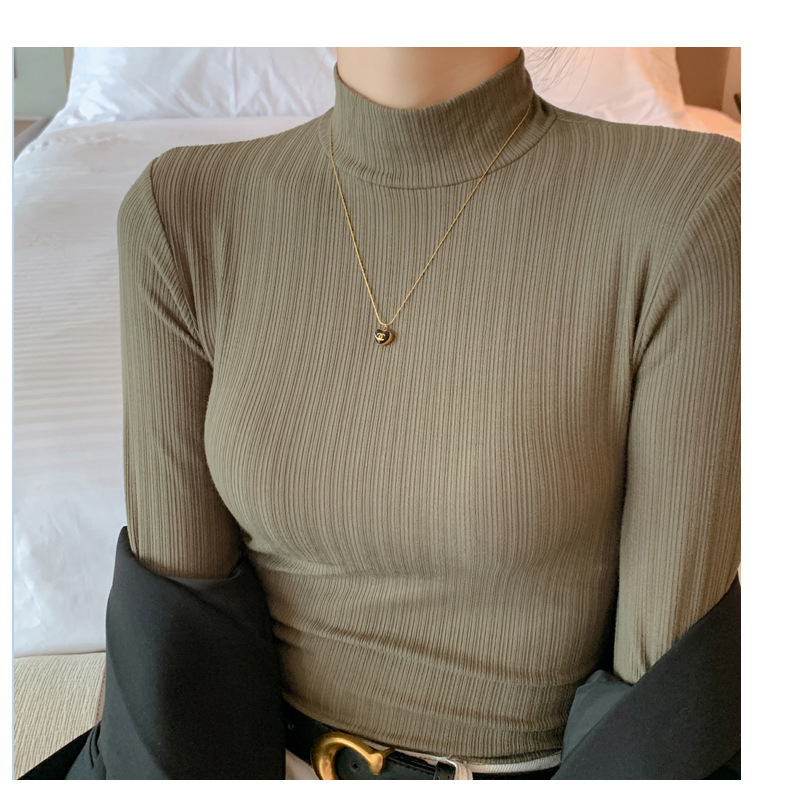 春秋衣内搭上衣半高领秋冬打底衫女款可外穿新款长袖休闲简约详情26