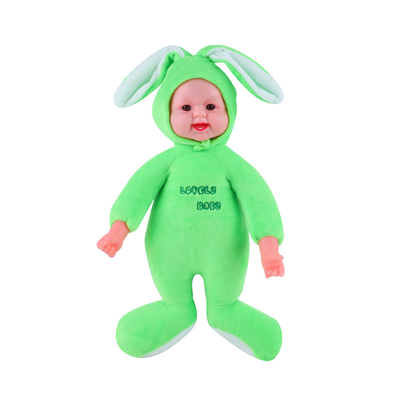 New Rabbit Ears Stuffed Cottonvinyl Doll Cute Set Head Baby Baby Sleep With Comfort Toys In Stock details Picture