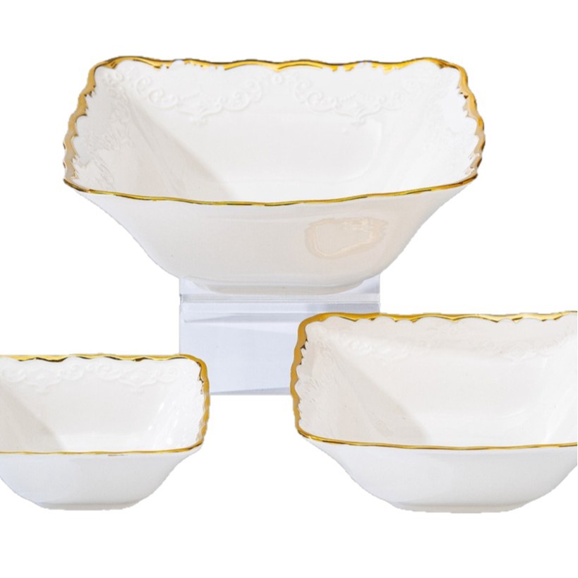 Wholesale of light luxury ceramic tableware sets, high-end gold-plated plates with gold edges Item Picture