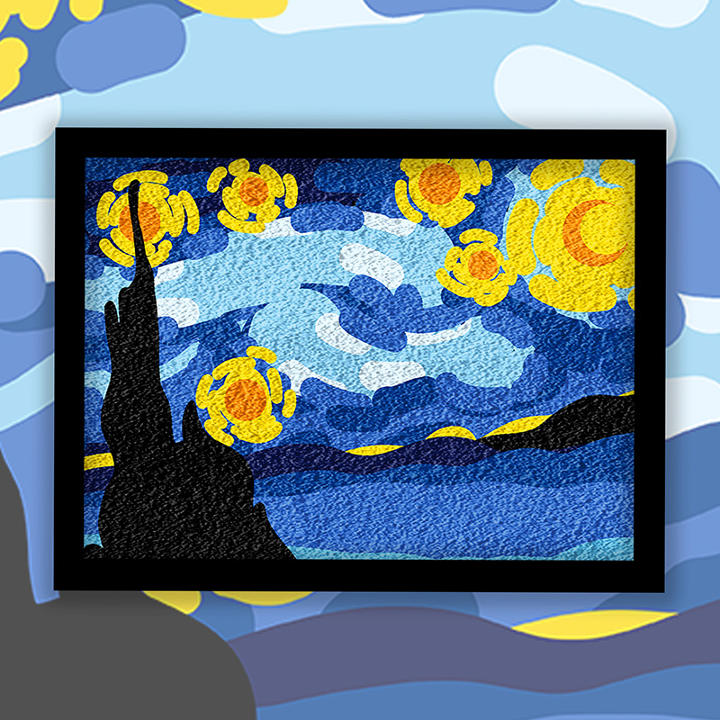 无限文化DIY山水天空数字纸浆画 立体纸质浮雕支持自定义装饰画