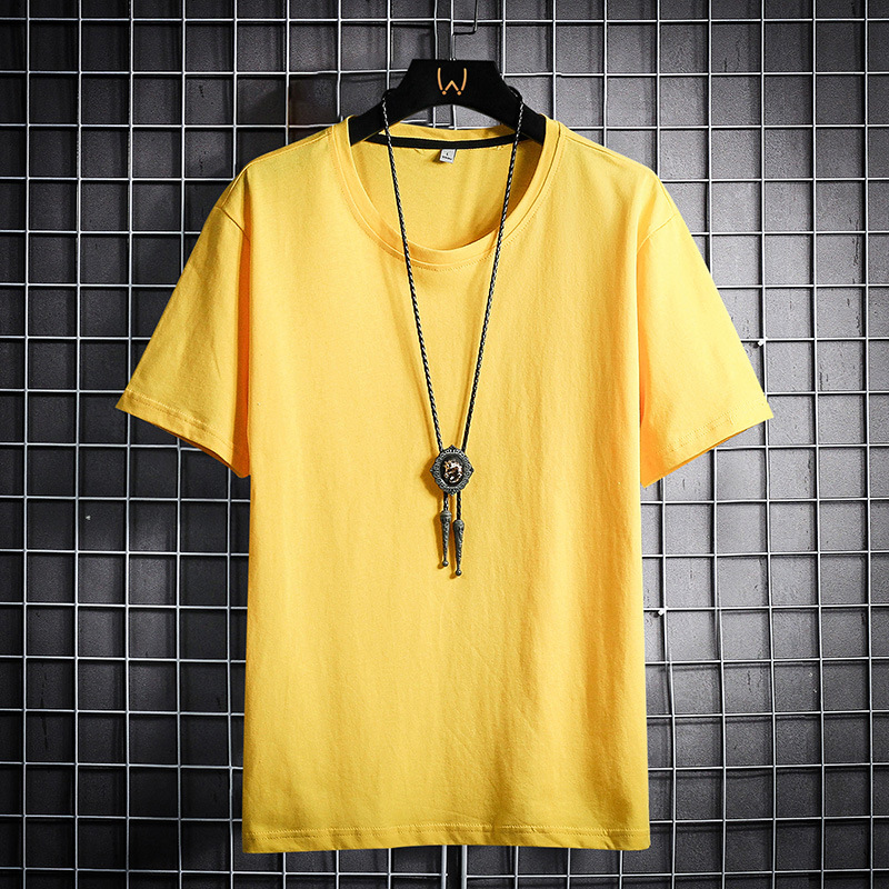 2023 Summer new style white short-sleeved T-shirt for teenagers, solid black men's T-shirt with round neck and printed cultural T-shirt details Picture